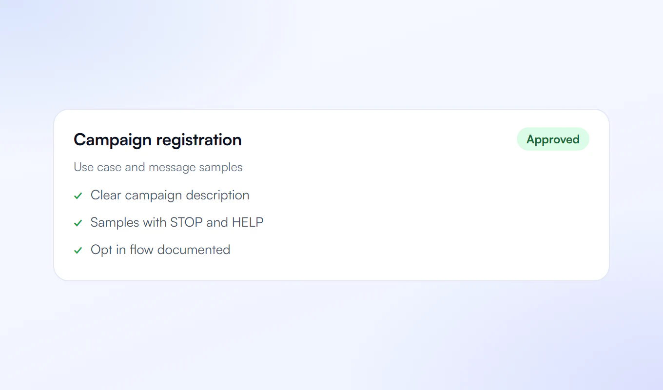 A2P 10DLC campaign registration approved