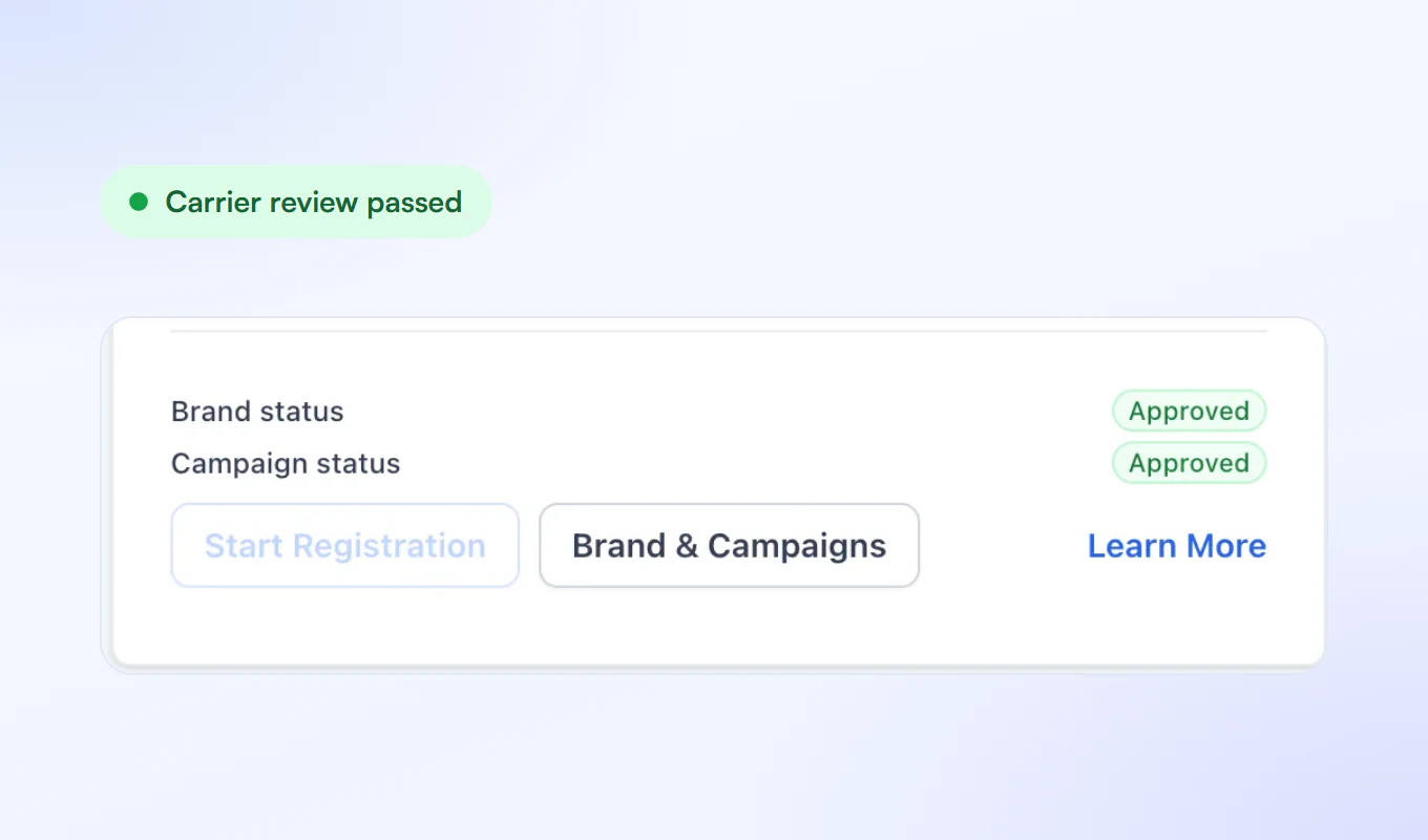Real client brand and campaign status approved after carrier review