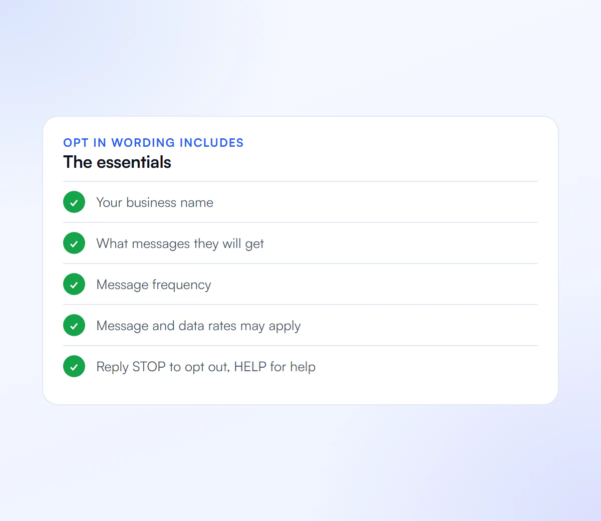 Essential wording for SMS opt in consent